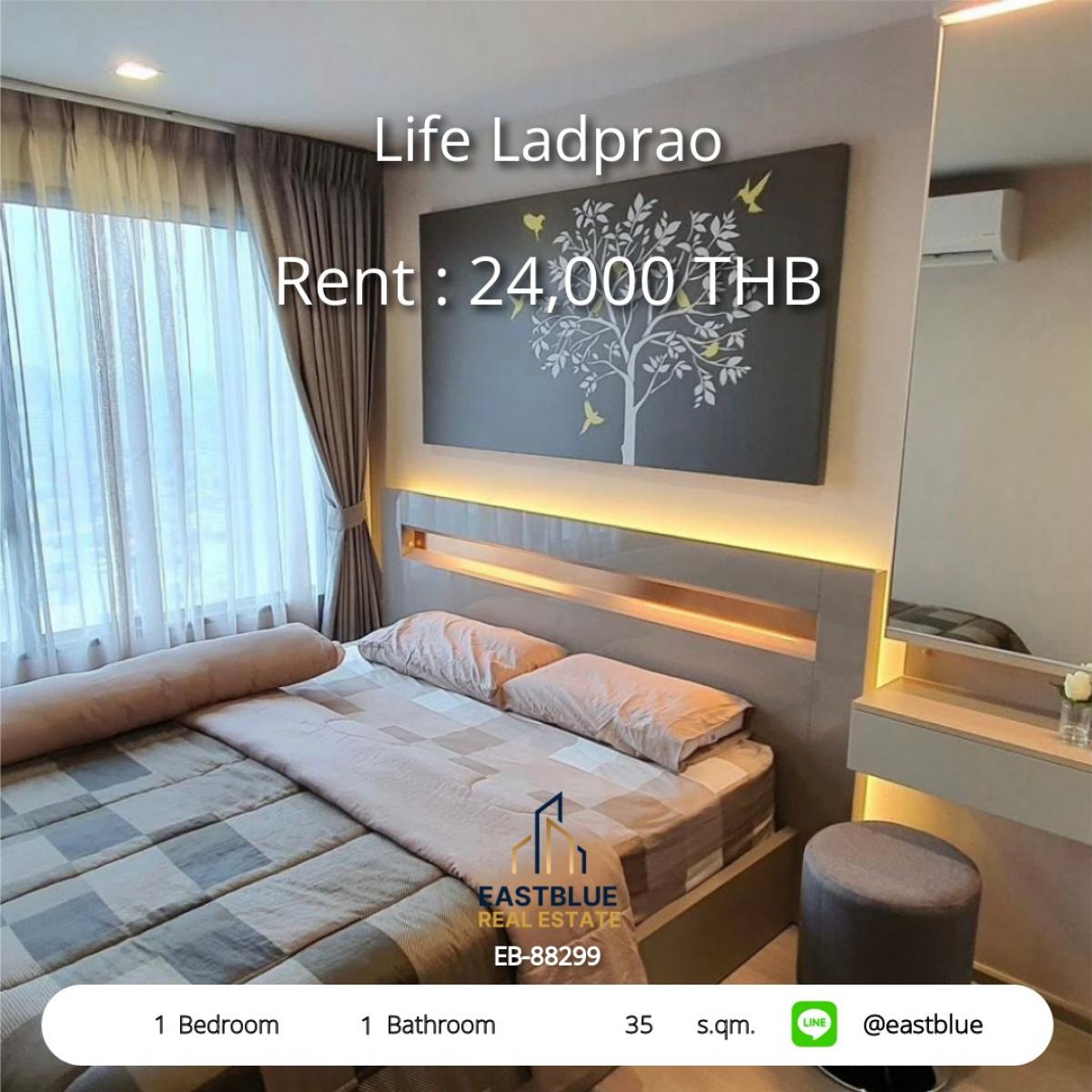 For RentCondoLadprao, Central Ladprao : Condo Life Ladprao 1 bedroom near BTS Ha Yaek Lat Phrao
Comfortable living, close to shopping malls & the Rail Park, rental price 24,000 Baht/month