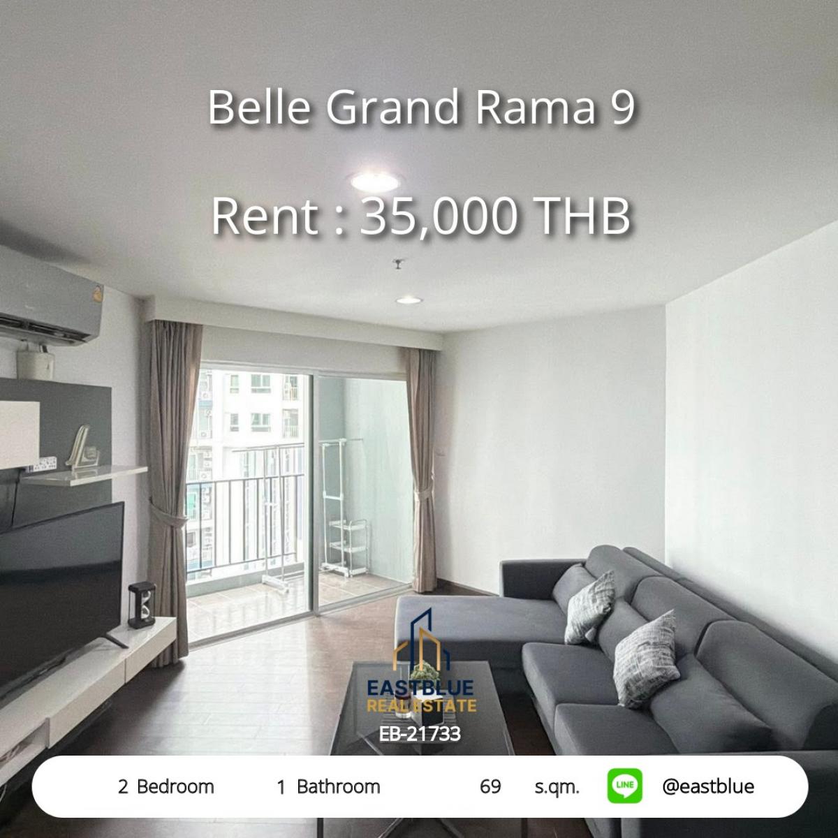 For RentCondoRama9, Petchburi, RCA : For rent: Belle Grand Rama 9 condo near BTS/MRT, ready to move in!
2 bedrooms, 35,000 baht/month – Convenient living in the city center!