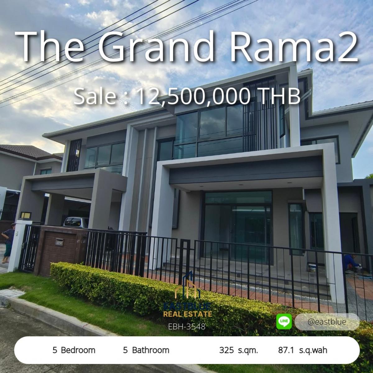 For SaleHouseRama 2, Bang Khun Thian : 06/02/2026, Luxury detached house, 5 bedrooms, corner plot, prime location, Rama 2. 
The Grand Rama2, brand new, complete with every function for peace and privacy.
