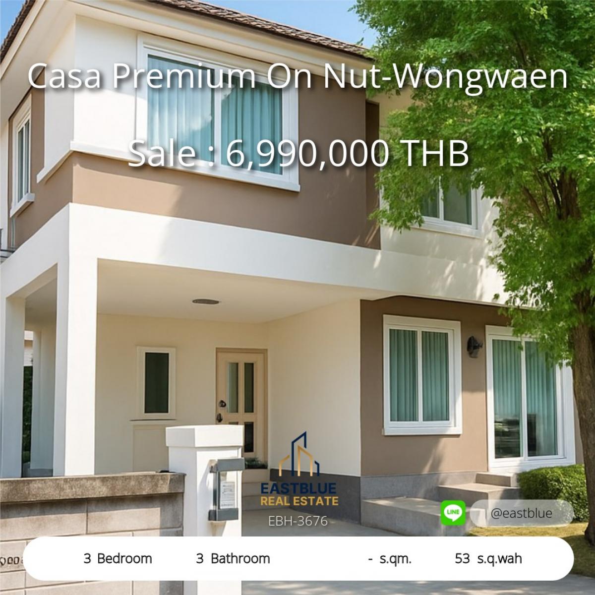 For SaleHouseLadkrabang, Suwannaphum Airport : 06/02/2026, Beautiful house with furniture, Casa Premium On Nut-Wongwaen, 3 bedrooms, 3 bathrooms, great price. 
Parking for 2 cars near Suan Luang-Rama 9 zone. Selling for only 6.99 million. Make an appointment to view in advance!