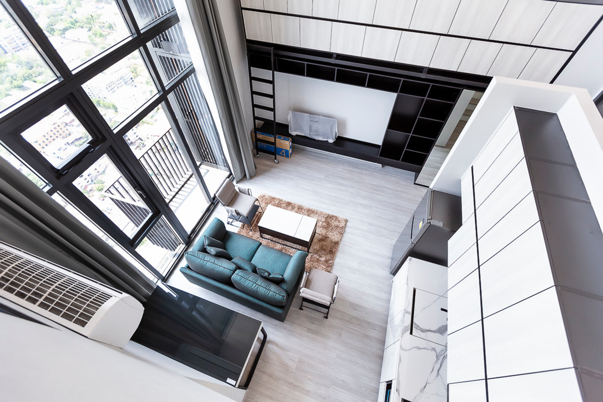 For RentCondoOnnut, Udomsuk : For rent: The Line Sukhumvit 101, Duplex room, 2 bedrooms, 63 sq m, 37th floor, Bang Krachao view, near BTS Punnawithi, only 45,000/month.