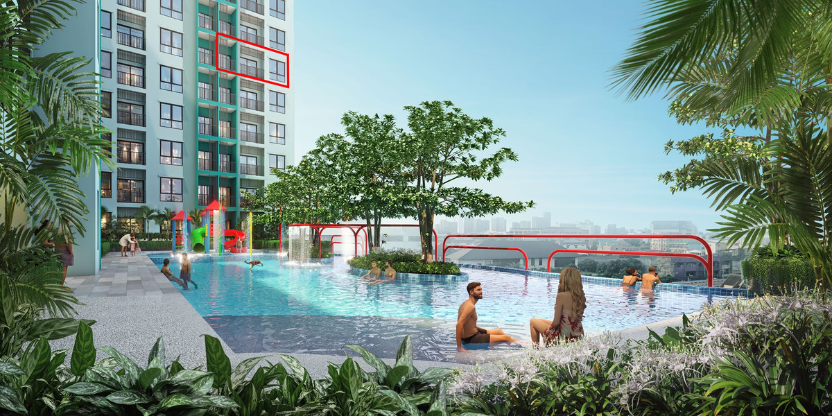 Sale DownCondoPattanakan, Srinakarin : Hot Price!!! With a transfer day discount of up to 549,000 baht: 2 bedrooms, pool view, 14th floor.