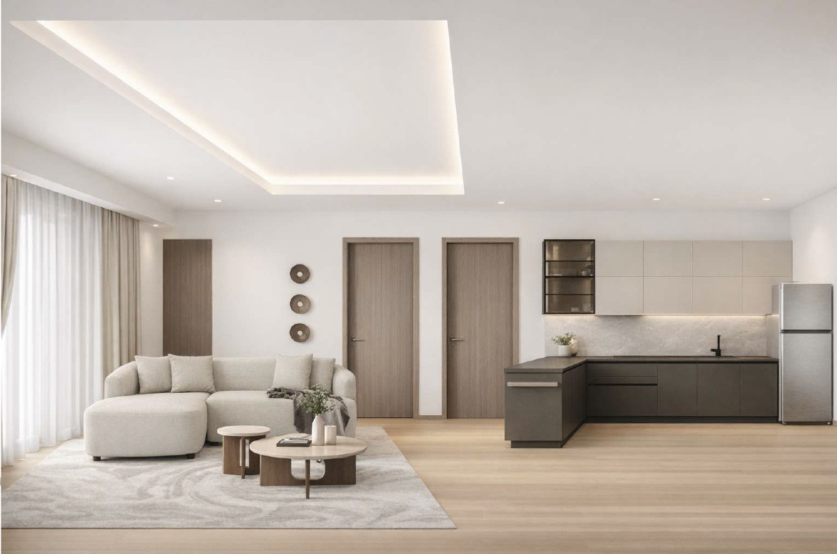 For SaleCondoRatchadapisek, Huaikwang, Suttisan : Newly renovated condo, minimalist style, 2 bedrooms, 2 bathrooms, 77 sq m., near MRT Lat Phrao.