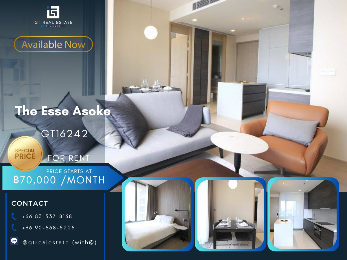 ให้เช่าคอนโดสุขุมวิท อโศก ทองหล่อ : 🏙️ GT16242 | The Esse Asoke เดินทางสะดวก ใกล้รถไฟฟ้า ห้องแต่งสวย พร้อมอยู่!