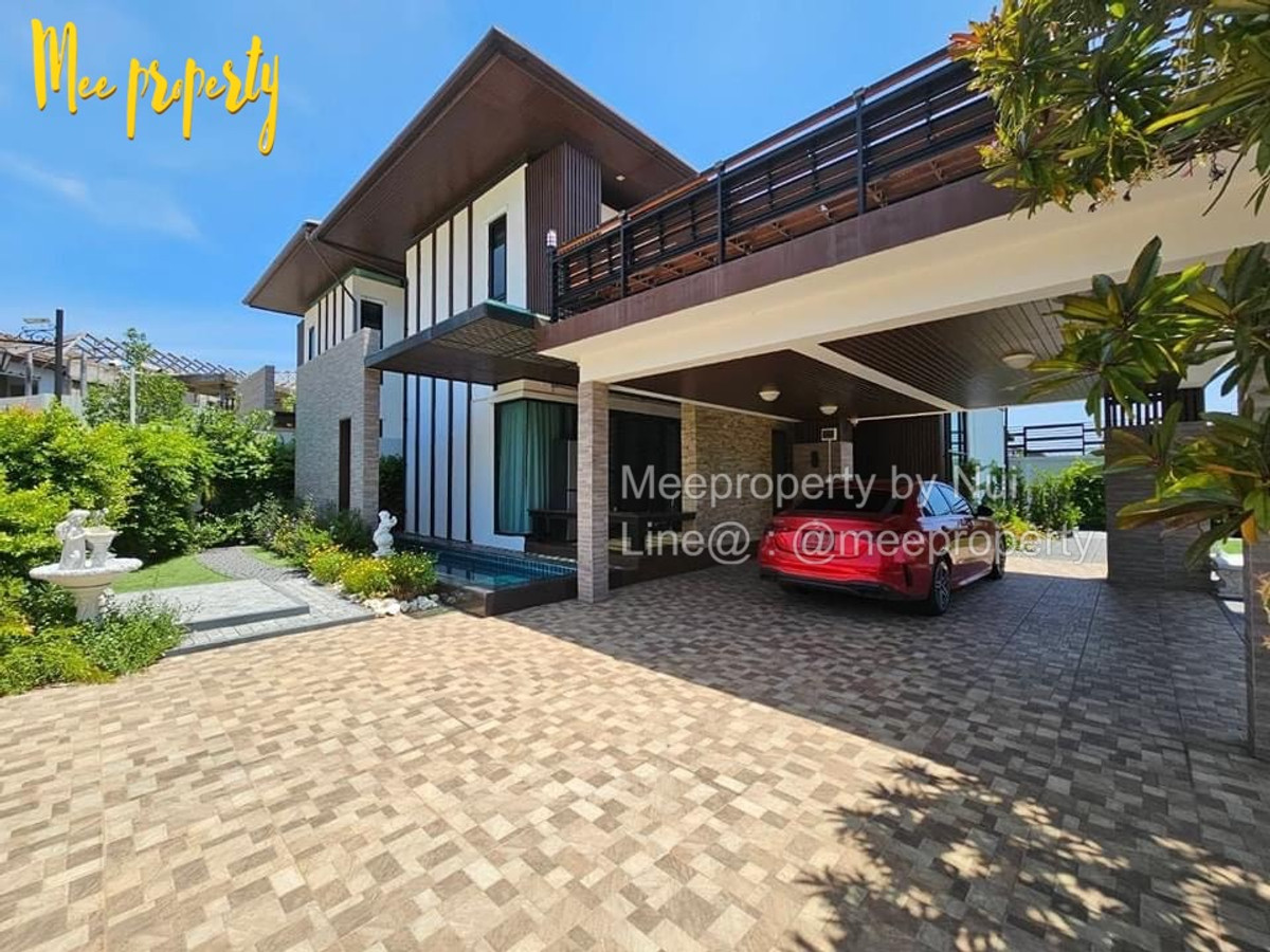 ให้เช่าบ้านพัทยา บางแสน ชลบุรี สัตหีบ : #ให้เช่า  บ้านเดี่ยวสไตล์โมเดิร์นทรอปิคอล 2 ชั้น วิวเขา ขนาดที่ดิน 115 ตร.ว. พื้นที่ใช้สอย 330 ตร.ม.📍 หมู่บ้านนาคราทรัพย์ (ศรีราชา) ใกล้อ่างเก็บน้ำบางพระ  ME-241