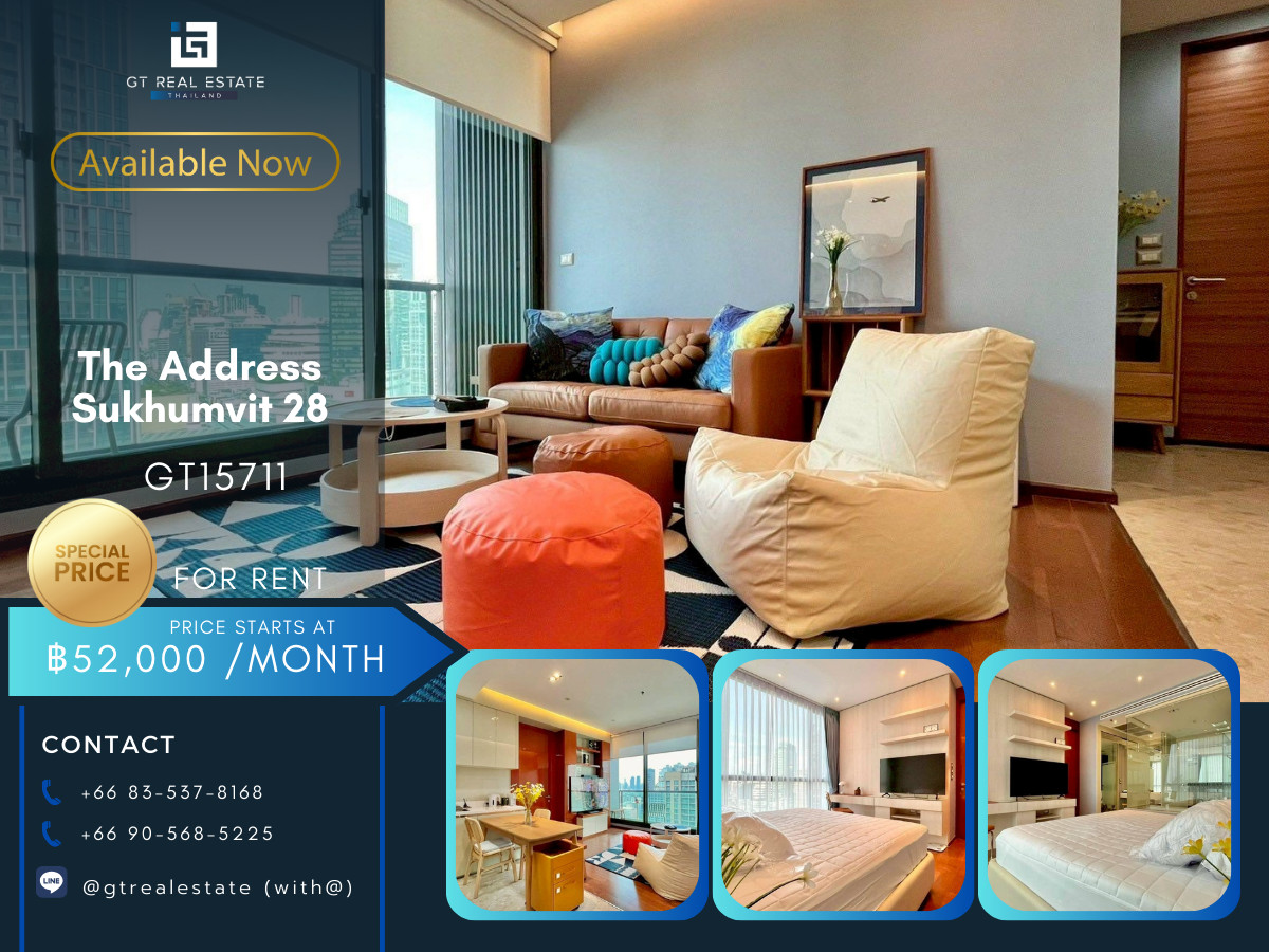 For RentCondoSukhumvit, Asoke, Thonglor : 💎 GT15711 | The Address Sukhumvit 28 High Floor Luxury View