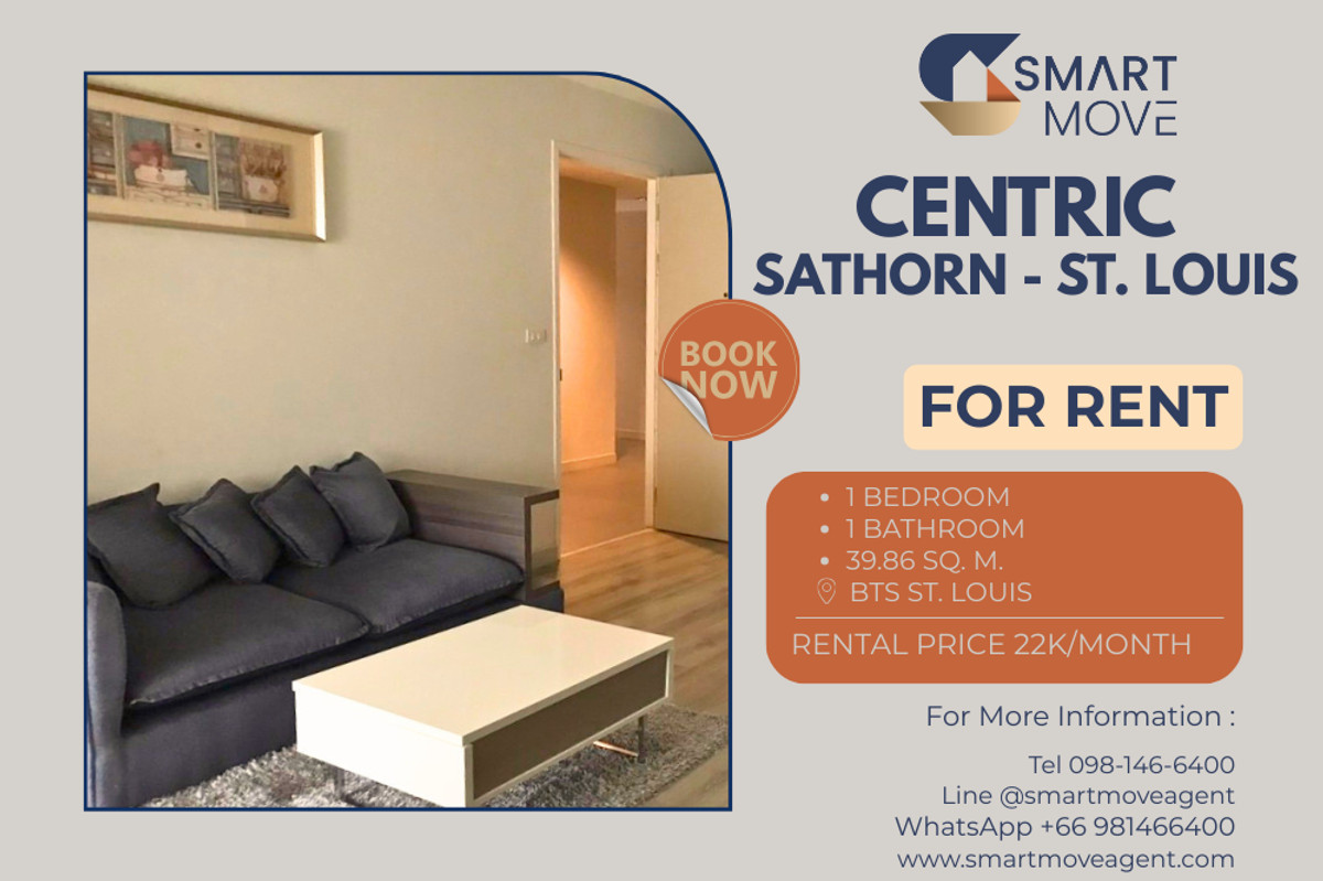 ให้เช่าคอนโดสาทร นราธิวาส : 🔥 สำหรับเช่า !! ห้องไซส์ใหญ่, ชั้นสูง 18++, ห้องหายาก !! 🔥 Code C20221200136.........Centric Sathorn - St.Louis, 1 ห้องนอน, 1 ห้องน้ำ, แต่งครบ, พร้อมเข้าอยู่ 📣📣