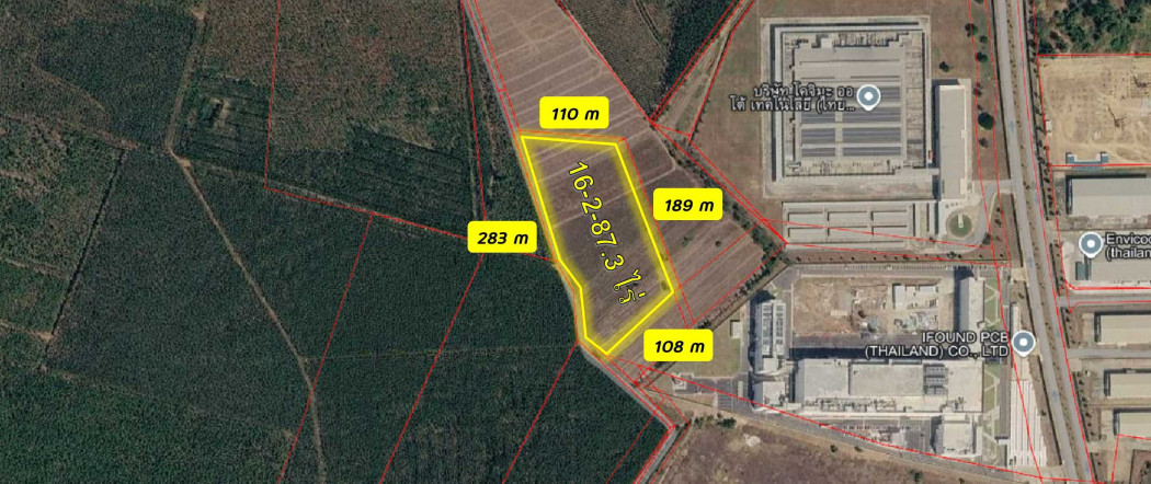 ขายที่ดินปราจีนบุรี : ขาย ที่ดิน อุตสาหกรรม ผังเมืองสีม่วง 16 ไร่ 2 งาน 87 ตรว