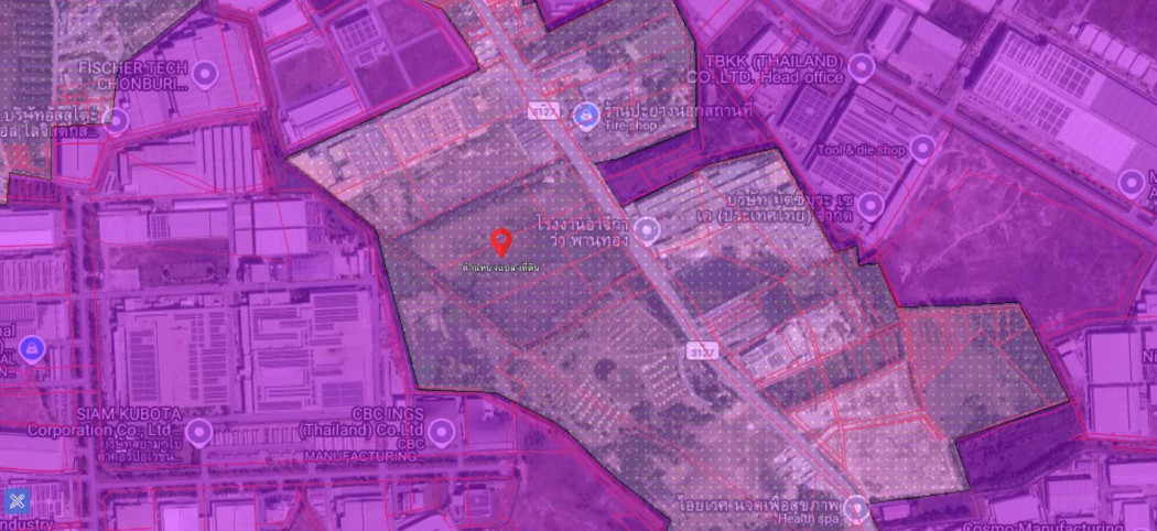 ขายที่ดินพัทยา บางแสน ชลบุรี สัตหีบ : ขาย ที่ดิน ผังสีสีม่วงจุดขาว 46 ไร่ 1 งาน 40 ตรว ติด Amata City ชลบุรี