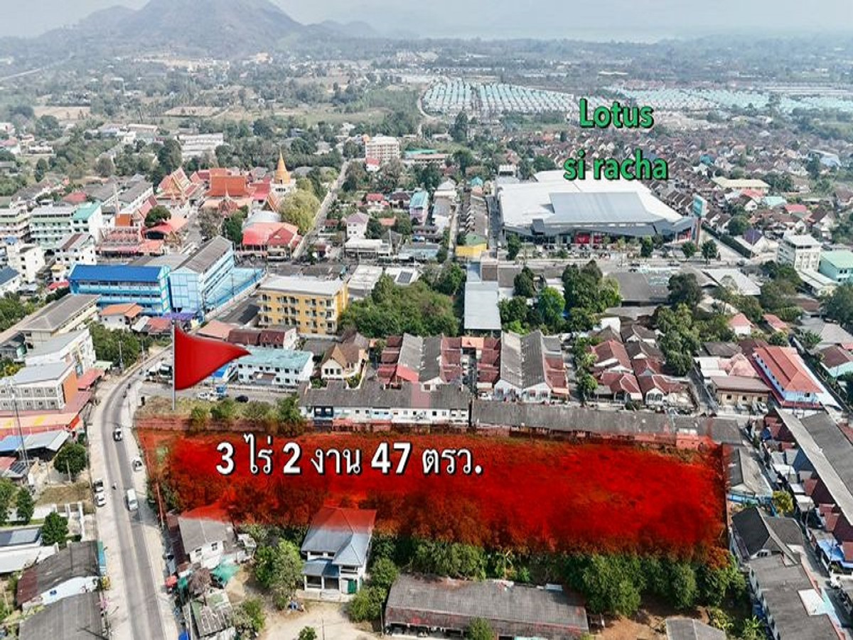 ให้เช่าที่ดินศรีราชา แหลมฉบัง บ้านบึง : ให้เช่าที่ดิน ศรีราชา ชากค้อ 3 ไร่กว่า หน้ากส้าว ติดถนน  ใกล้ Lotus ศรีราชา