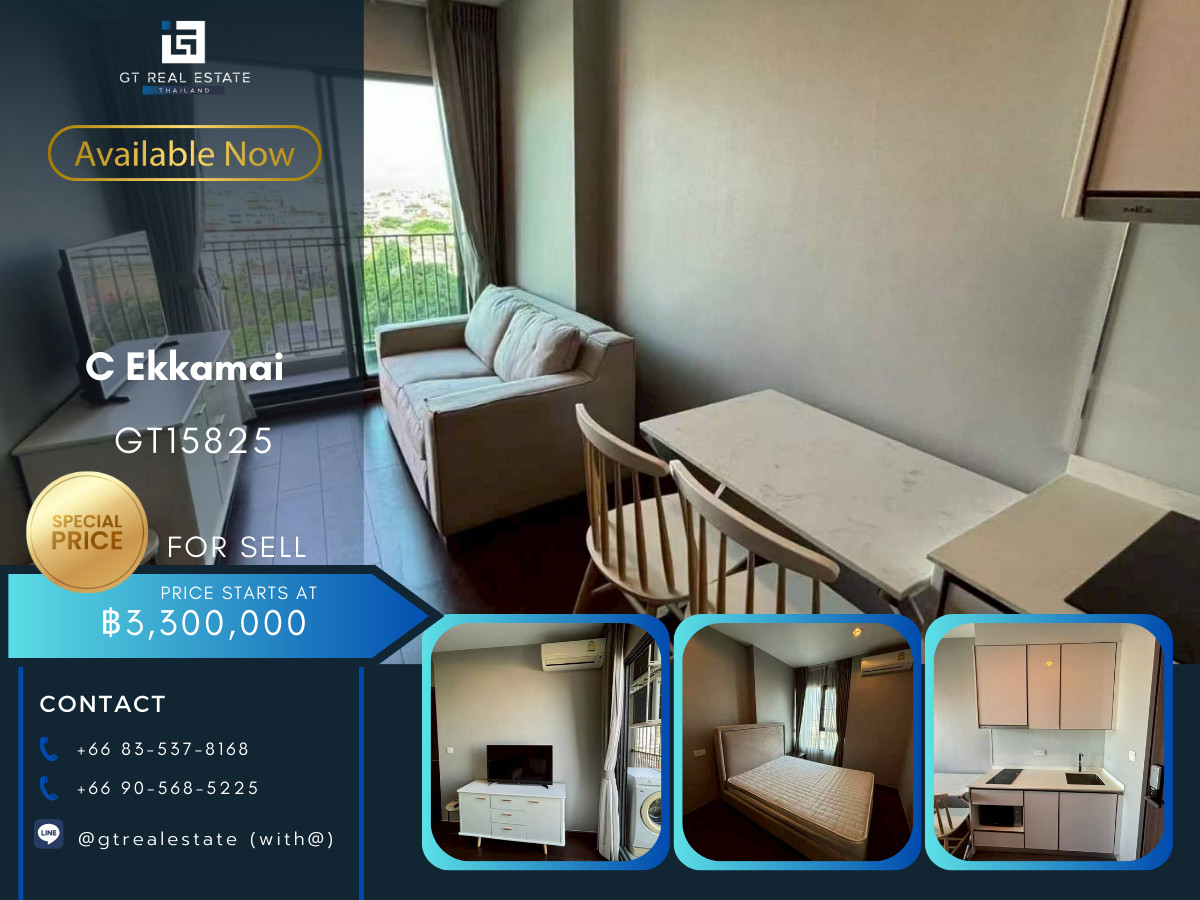 For SaleCondoSukhumvit, Asoke, Thonglor : ✨ GT15825 | Condo C Ekkamai, convenient travel, near BTS. Fully furnished Ready for urgent sale!