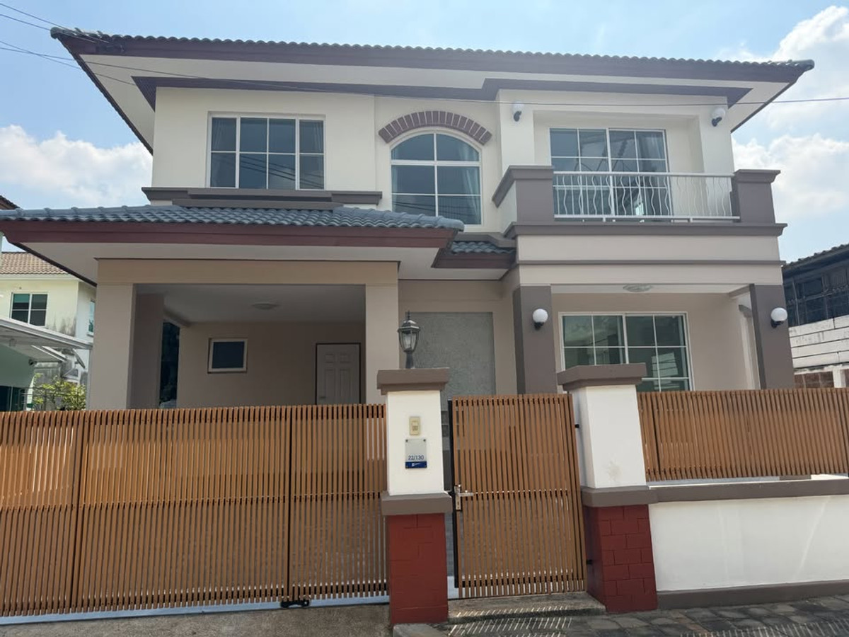 For RentHousePhutthamonthon, Salaya : 2-story detached house for rent, Manthana Thawi Watthana-Pinklao project (along Thawi Watthana canal), 2-story detached house, 3 bedrooms, 3 bathrooms, near Mahidol.