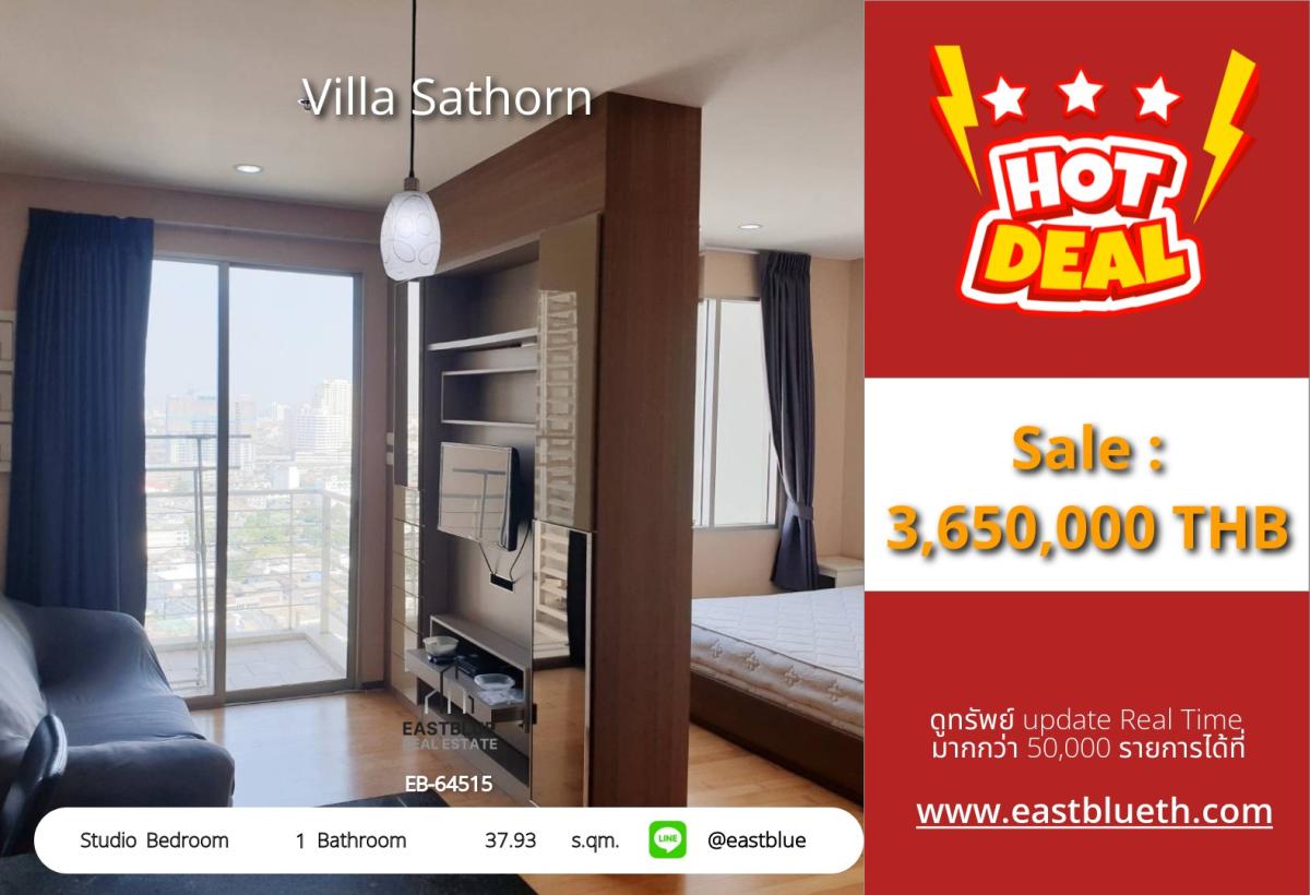 For SaleCondoWongwianyai, Charoennakor : 12/02/2026, Villa Sathorn Studio 37.93 sqm near BTS Krung Thon Buri
For sale at 3.65 million, complete with utilities, perfect for every lifestyle!