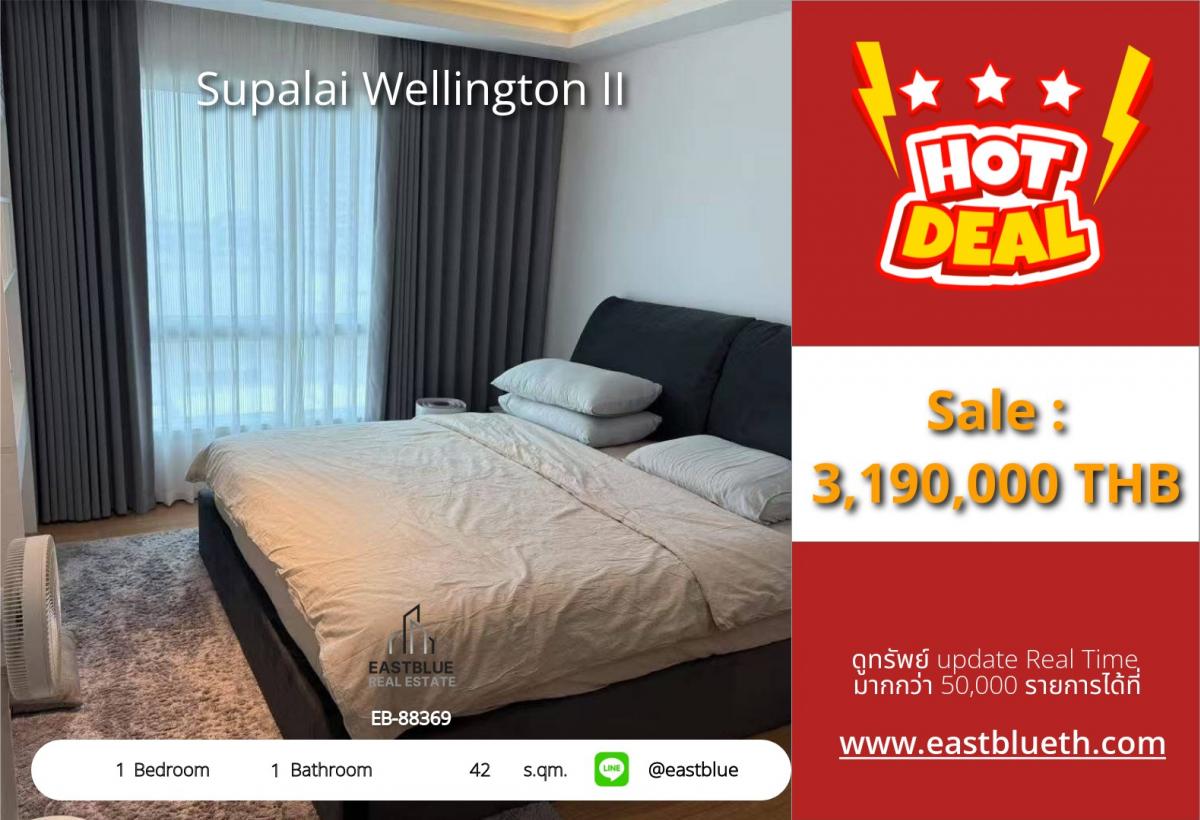 ขายคอนโดพระราม 9 เพชรบุรีตัดใหม่ RCA : 07/03/2026, รวมค่าโอนคอนโด Supalai Wellington II ใกล้ BTS ศูนย์วัฒนธรรม เริ่ม 3.19 ล้าน 
พร้อมสระว่ายน้ำ ฟิตเนสและสิ่งอำนวยความสะดวกครบ!