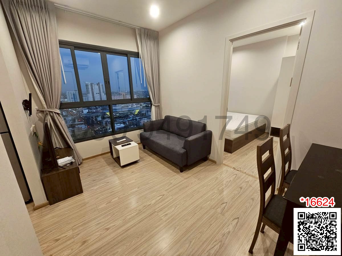 For RentCondoRamkhamhaeng, Hua Mak : Condo for rent, The Tree Hua Mak Interchange, Building B, 25th floor, near the mall, near 3 BTS lines.