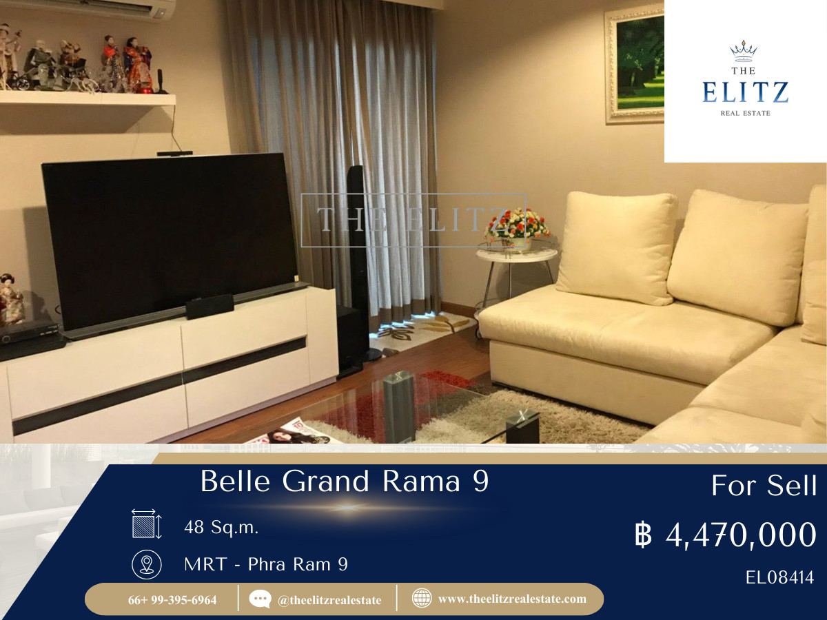 For SaleCondoRama9, Petchburi, RCA : ✨Stay in a condo but it feels like a house at Belle Grand Rama 9. The front room is so wide that you forget youre in a condo. Big balcony, full of breeze 🎉