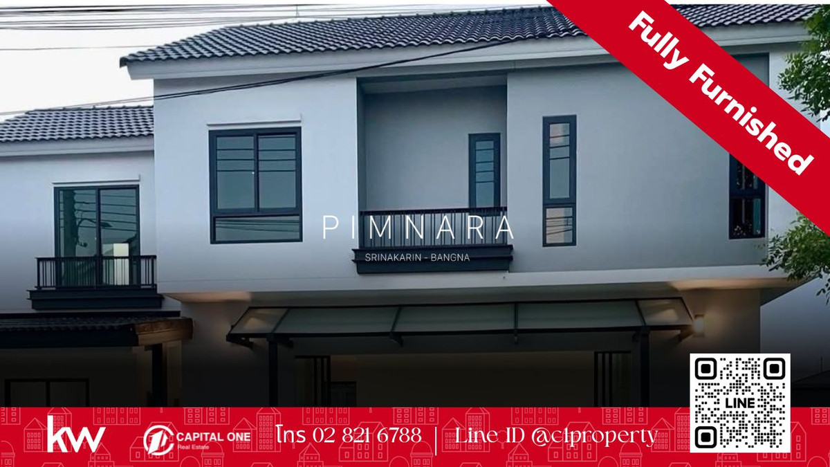 For RentHouseSamut Prakan,Samrong : 🏡 For rent: Luxury single house Pimnara Srinakarin-Bangna (Pimnara Srinakarin-Bangna) ✨Big beautiful house. Fully decorated, ready to move in | Potential location, Bangna KM.7, only 4 minutes to Mega Bangna 🚗🌳