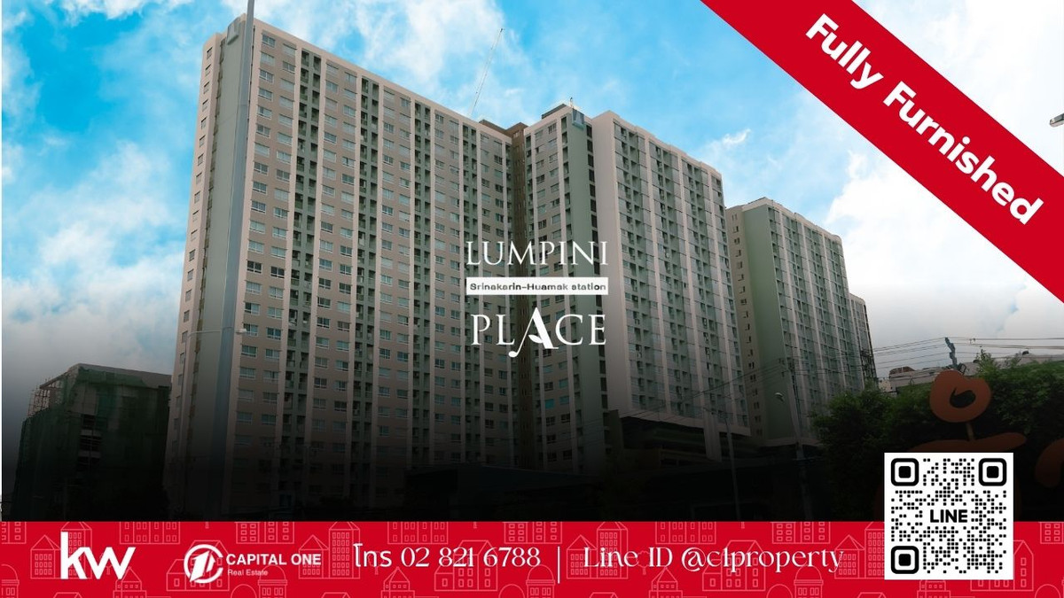 For RentCondoPattanakan, Srinakarin : 🏣 For rent: Lumpini Place Srinakarin - Huamak Station (Lumpini Place Srinakarin - Huamak Station) ✨ Condo next to the BTS, Hua Mak location | 20th floor, open view, ready to move in immediately 🚆🏙️