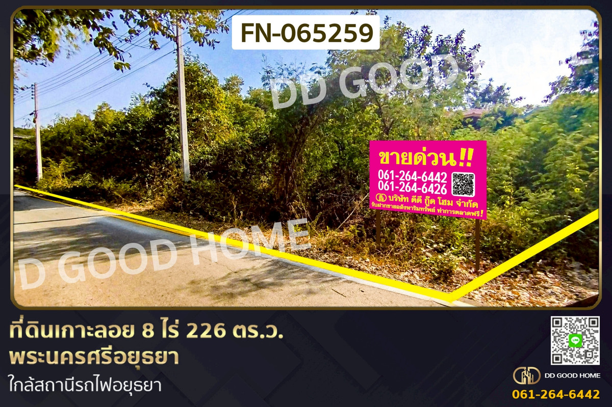 For SaleLandAyutthaya : FN-065259 Land for sale in Koh Loi, Phra Nakhon Si Ayutthaya, near Ayutthaya train station.
