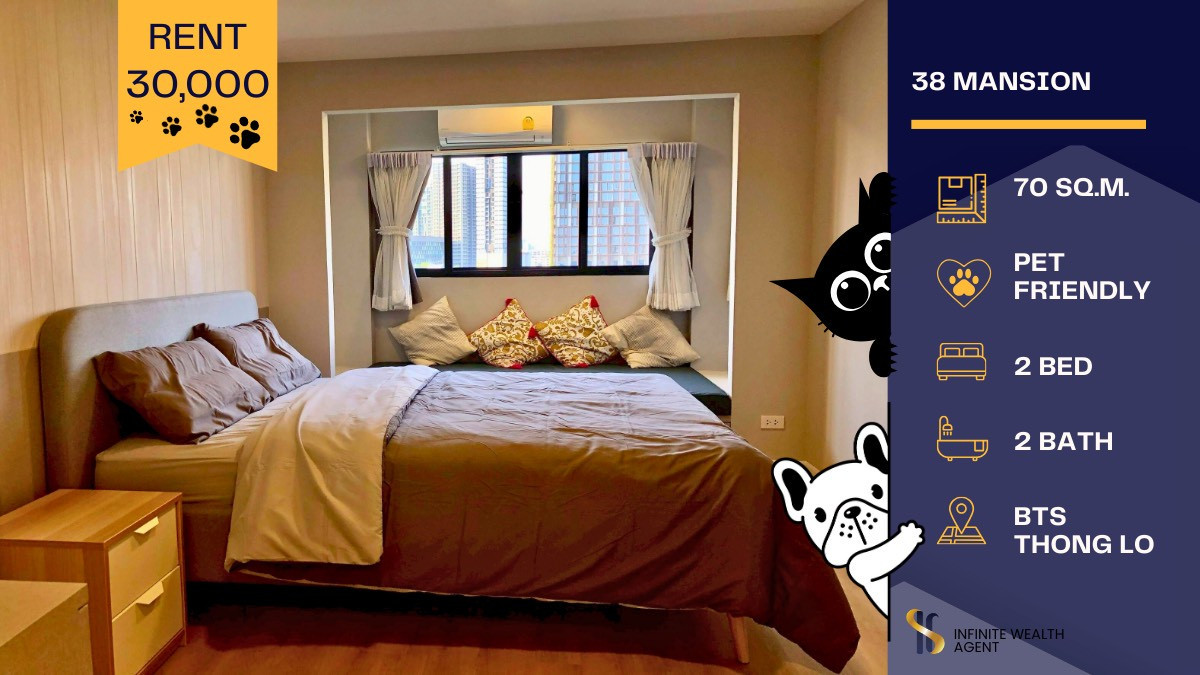 For RentCondoSukhumvit, Asoke, Thonglor : Newly renovated flooring ✨Great Thonglor view 🌆Pet-friendly (Cats only) 🐱