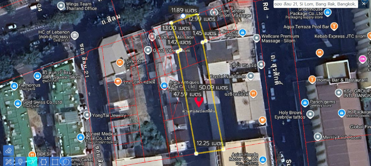 For SaleShop HouseSilom, Saladaeng, Bangrak : Shophouse for sale on Silom Road, near Jewelry Trade Center, area 175 sq m.