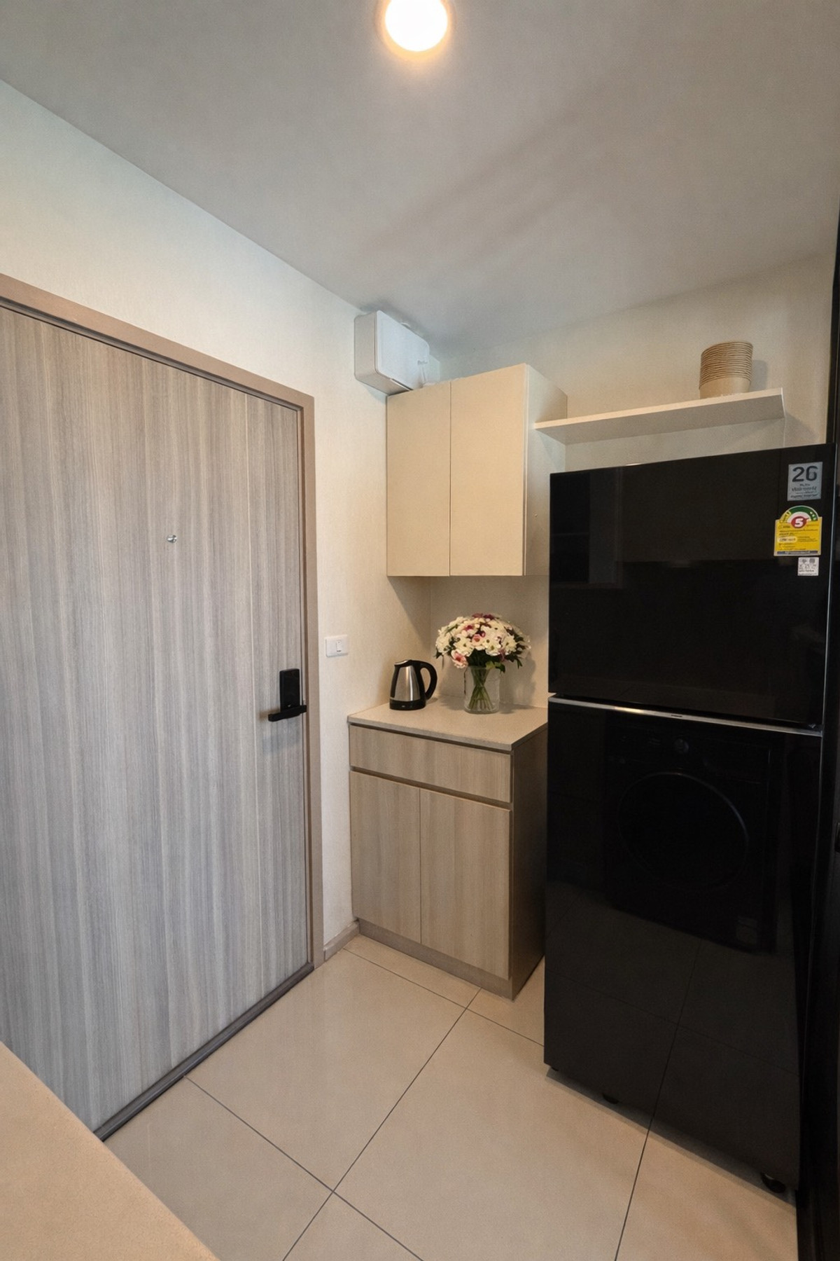 For RentCondoOnnut, Udomsuk : Condo for rent Plum Condo Sukhumvit 97/1, new room, beautiful, complete electrical appliances. Divided space makes it easy to organize your life 🏠