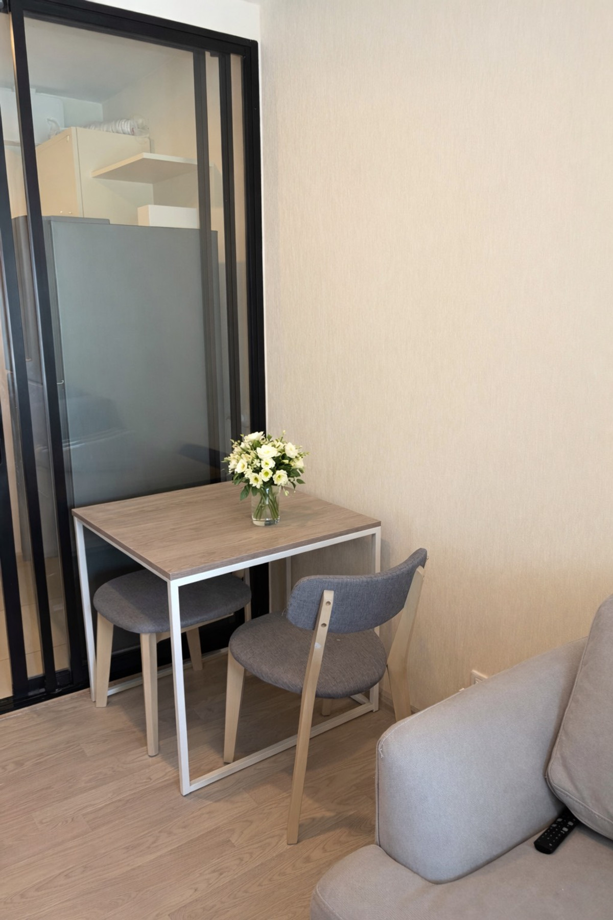For RentCondoOnnut, Udomsuk : Condo for rent Plum Condo Sukhumvit 97/1, new room, beautiful, complete electrical appliances. Divided space makes it easy to organize your life 🏠