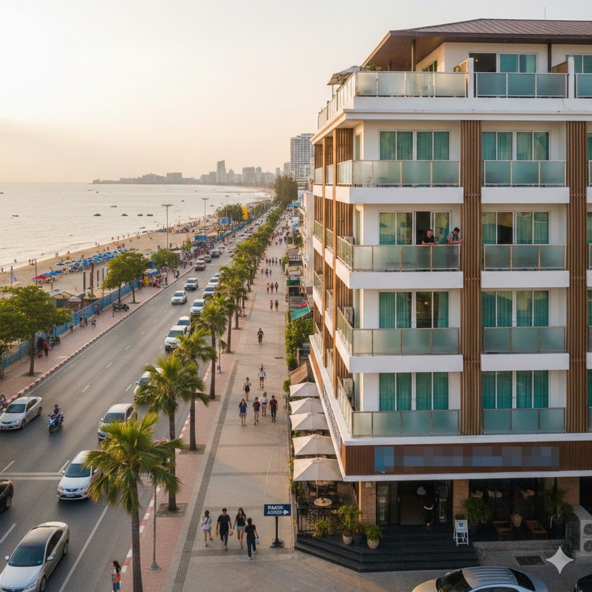 For SaleHotel&Apartment BusinessPattaya, Bangsaen, Chonburi : Hotel for sale on Pattaya Central Road, 300 meters from Pattaya Beach.