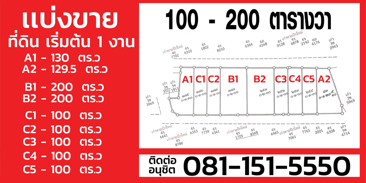 ขายที่ดินขอนแก่น : ขายที่ดินราคาถูกมาก 100 - 200 ตารางวา บ้านโคกกลาง ต.วังชัย อ.น้ำพอง ขอนแก่น