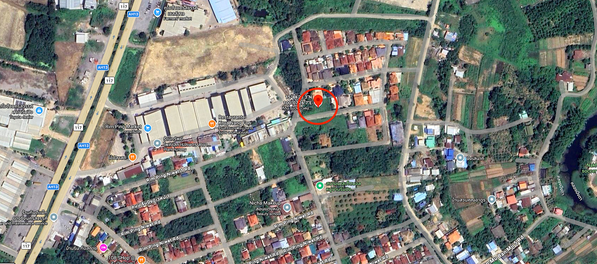 For SaleLandNakhon Sawan : Selling cheap! Land 187 sq m (2 adjacent plots), Rim Ping Niwet Project, Nakhon Sawan, only 2.4 million baht, average of 10,000 baht per sq m, prime location near the Ping River.