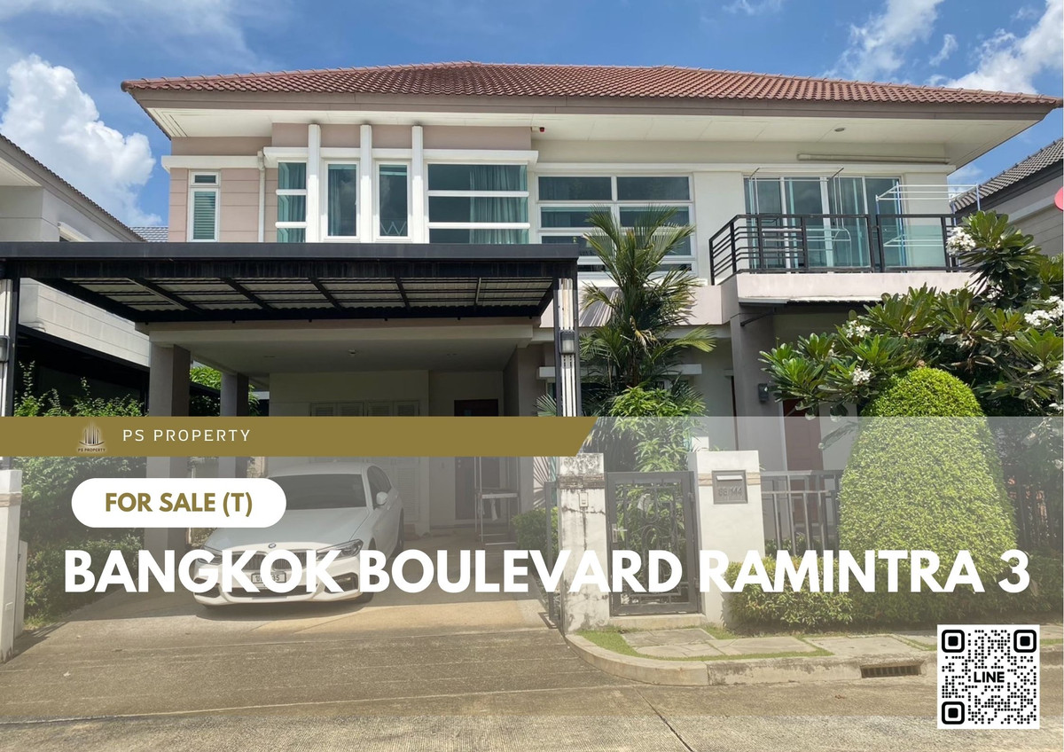 For SaleHouseNawamin, Ramindra : Detached house for sale, urgent! ✨ Bangkok Boulevard Ramintra 3 ✨ 3 bedrooms, 4 bathrooms, fully furnished and equipped with appliances.