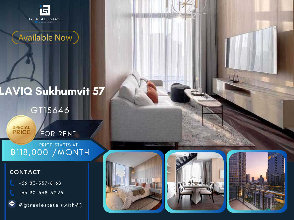 For RentCondoSukhumvit, Asoke, Thonglor : ✨ GT15646 | Luxury condo at LAVIQ Sukhumvit 57, convenient travel, close to BTS, shuttle available, beautifully decorated room, fully furnished, ready to move in!!