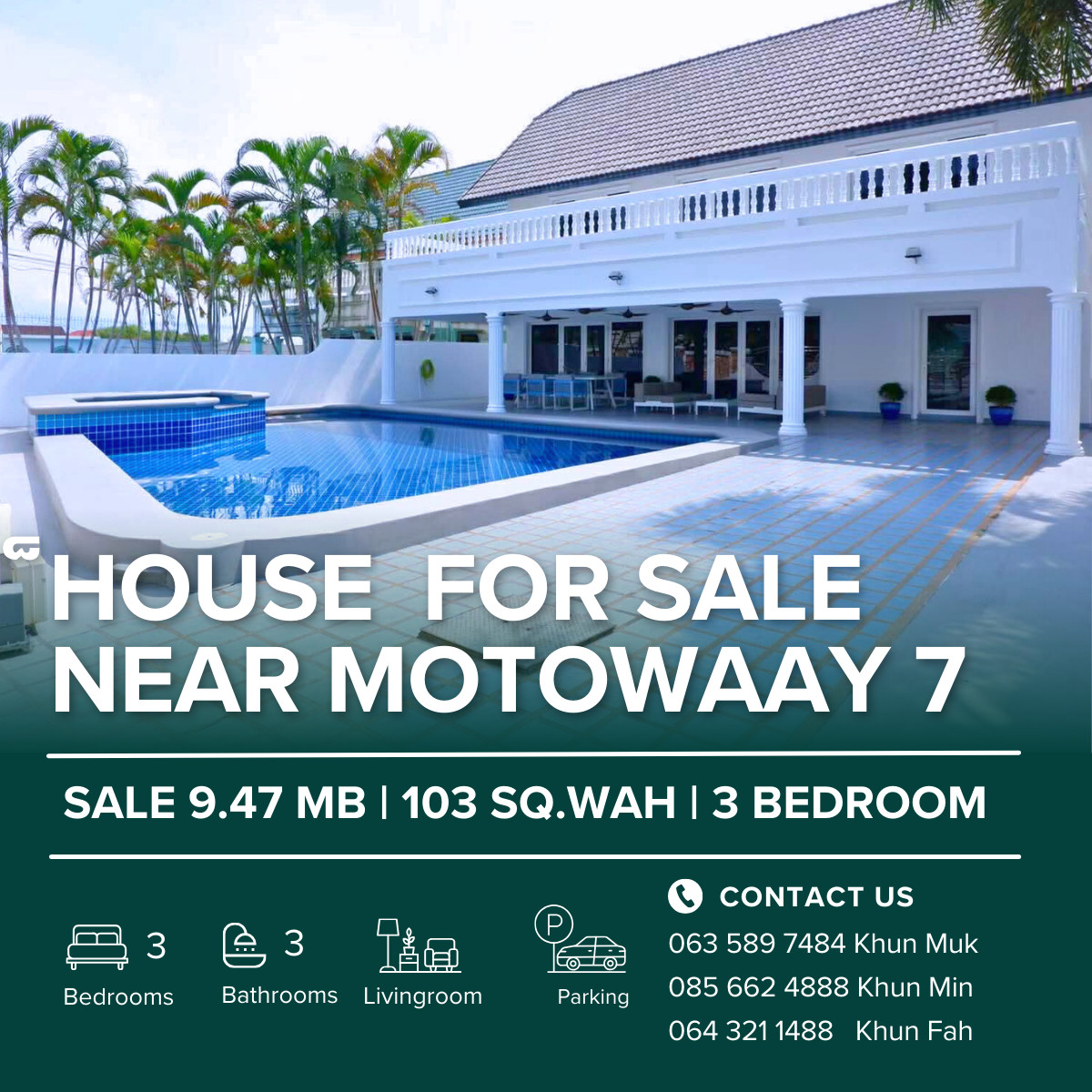 For SaleHousePattaya, Bangsaen, Chonburi : 🔥 Private Pool House for Sale in Nongprue, Pattaya | 103 Sq.wah | 3 Bedrooms | 9.47 MB 🔥