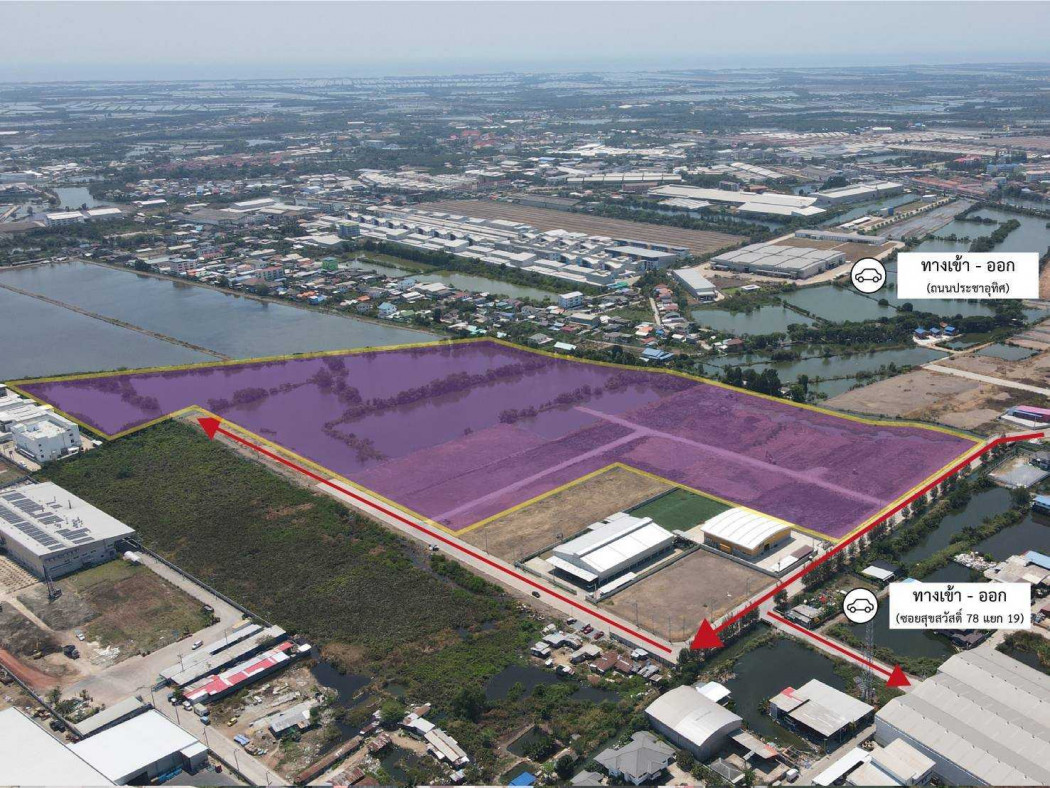 ขายที่ดินสมุทรปราการ สำโรง : ขาย ที่ดิน ผังสีม่วง 78 ไร่ 3 งาน 30.80 ตรว ใกล้ ตลาดสามแยกพระสมุทรเจดีย์