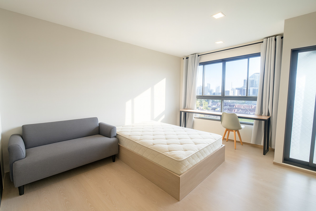 For RentCondoRamkhamhaeng, Hua Mak : For rent: D Condo Calm Ramkhamhaeng 40 (25 sq m.), fully furnished, ready to move in.