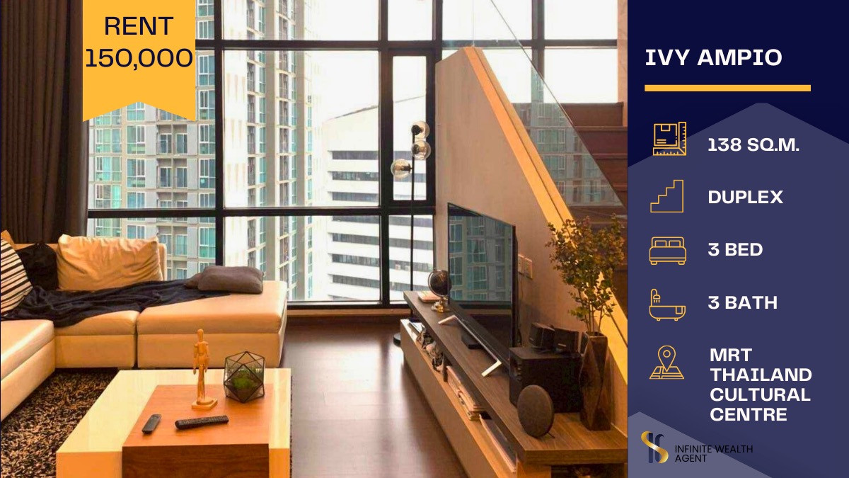 ให้เช่าคอนโดรัชดา ห้วยขวาง : ✨🏙️ ปล่อยเช่า Ivy Ampio ห้องไซส์ใหญ่ 2 ชั้น หายากสุด ๆ! 🏡💎