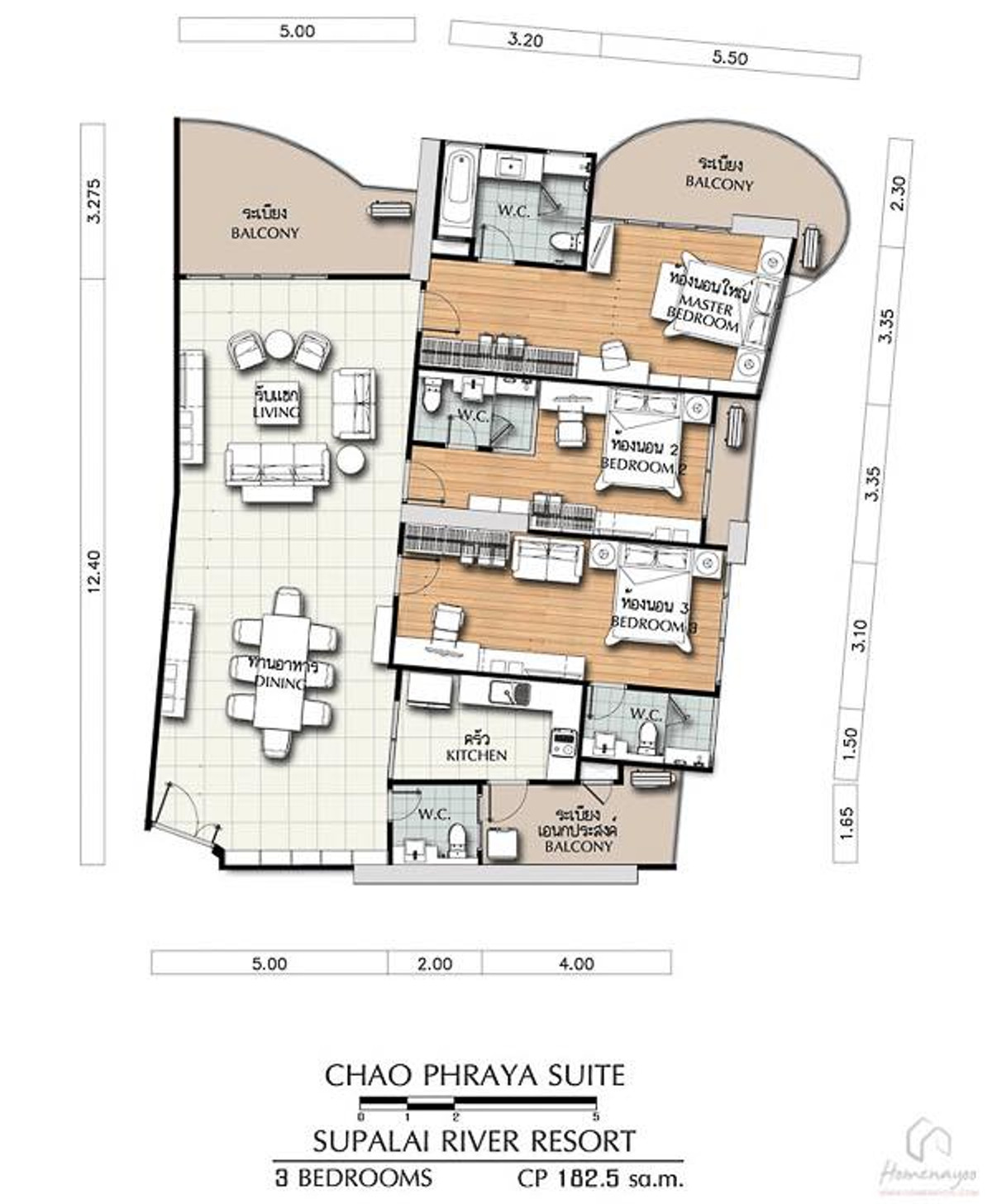 คอนโดวงเวียนใหญ่ เจริญนคร : 🏠✨ ศุภาลัย ริเวอร์ รีสอร์ท | ขาย / เช่า คอนโด 3 ห้องนอน (HBH-SI-73)