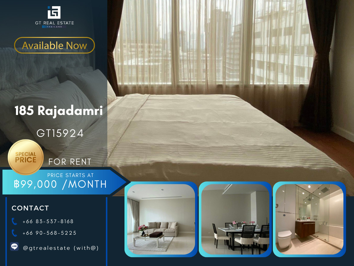 ให้เช่าคอนโดวิทยุ ชิดลม หลังสวน : ✨ GT15924 |  คอนโด 185 Rajadamri เดินทางสะดวก ใกล้รถไฟฟ้าบีทีเอส มีรถรับส่ง ห้องสวย เฟอร์นิเจอร์ครบ พร้อมอยู่!