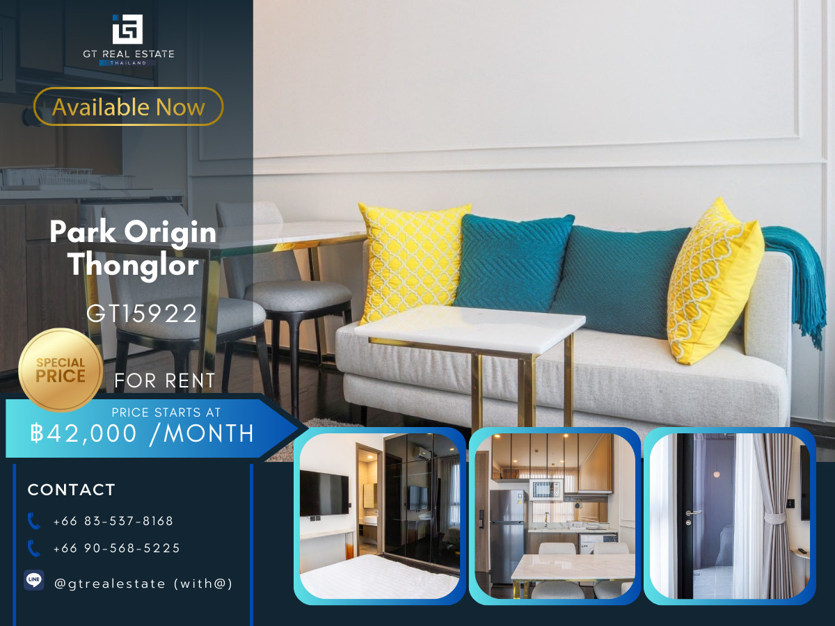 For RentCondoSukhumvit, Asoke, Thonglor : ✨ GT15922 | Condo Park Origin Thonglor, convenient travel, near BTS, there is a shuttle, beautiful room, fully furnished, ready to move in!