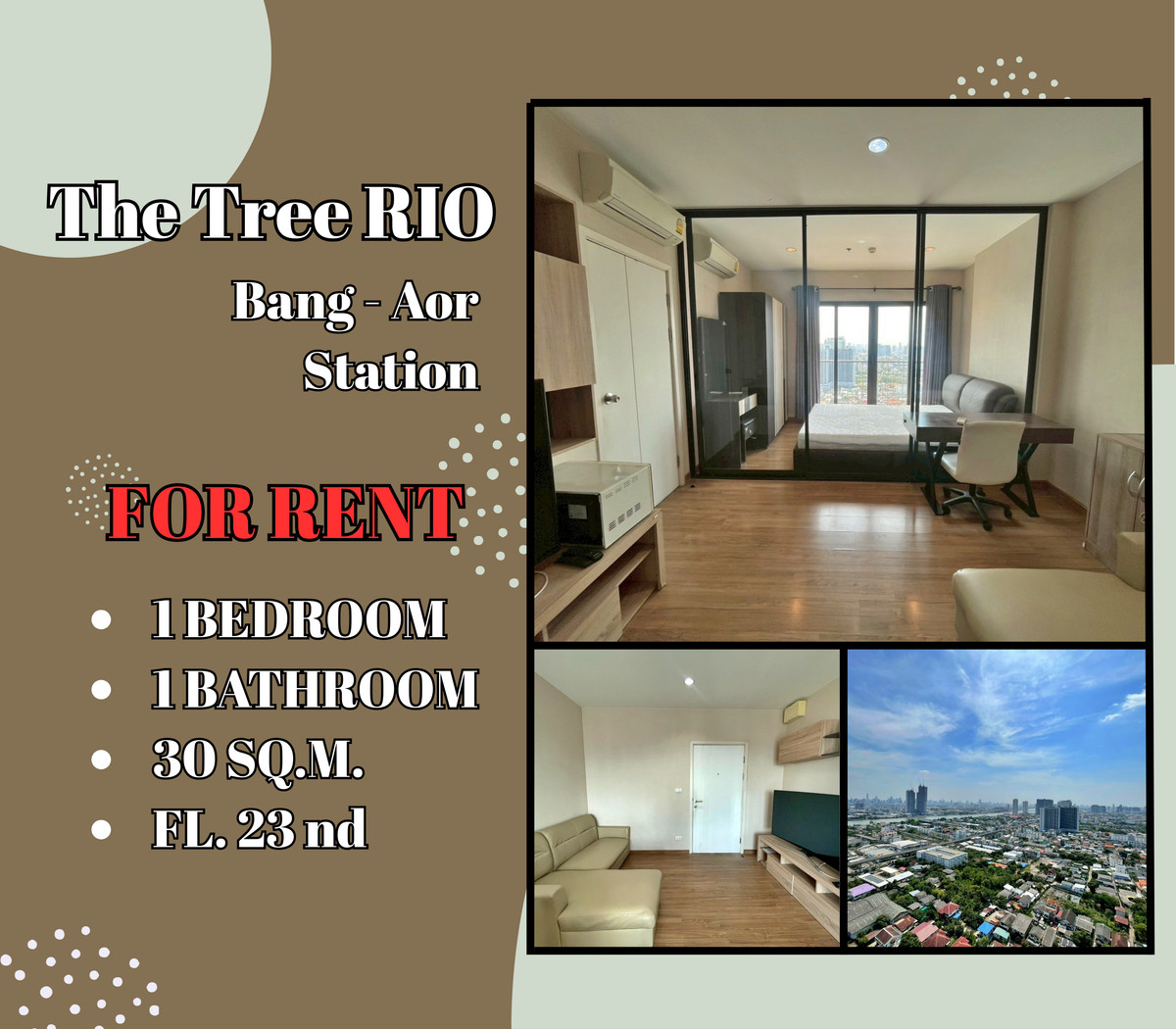 For RentCondoPinklao, Charansanitwong : 💎 Special Offer for RentThe Tree RIO Bang - Aor Station Beautifully decorated, fully furnished, move-in ready.
