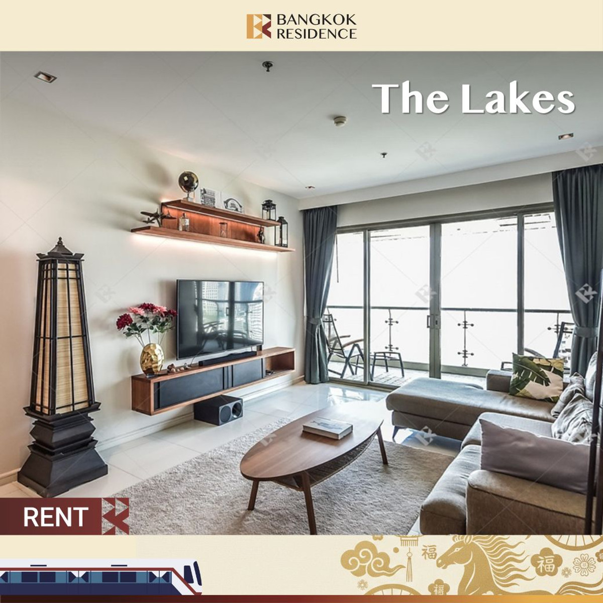 ให้เช่าคอนโดสุขุมวิท อโศก ทองหล่อ :  Spacious Unit at The Lakes 💫 Large Balcony Park View Living 🌳 