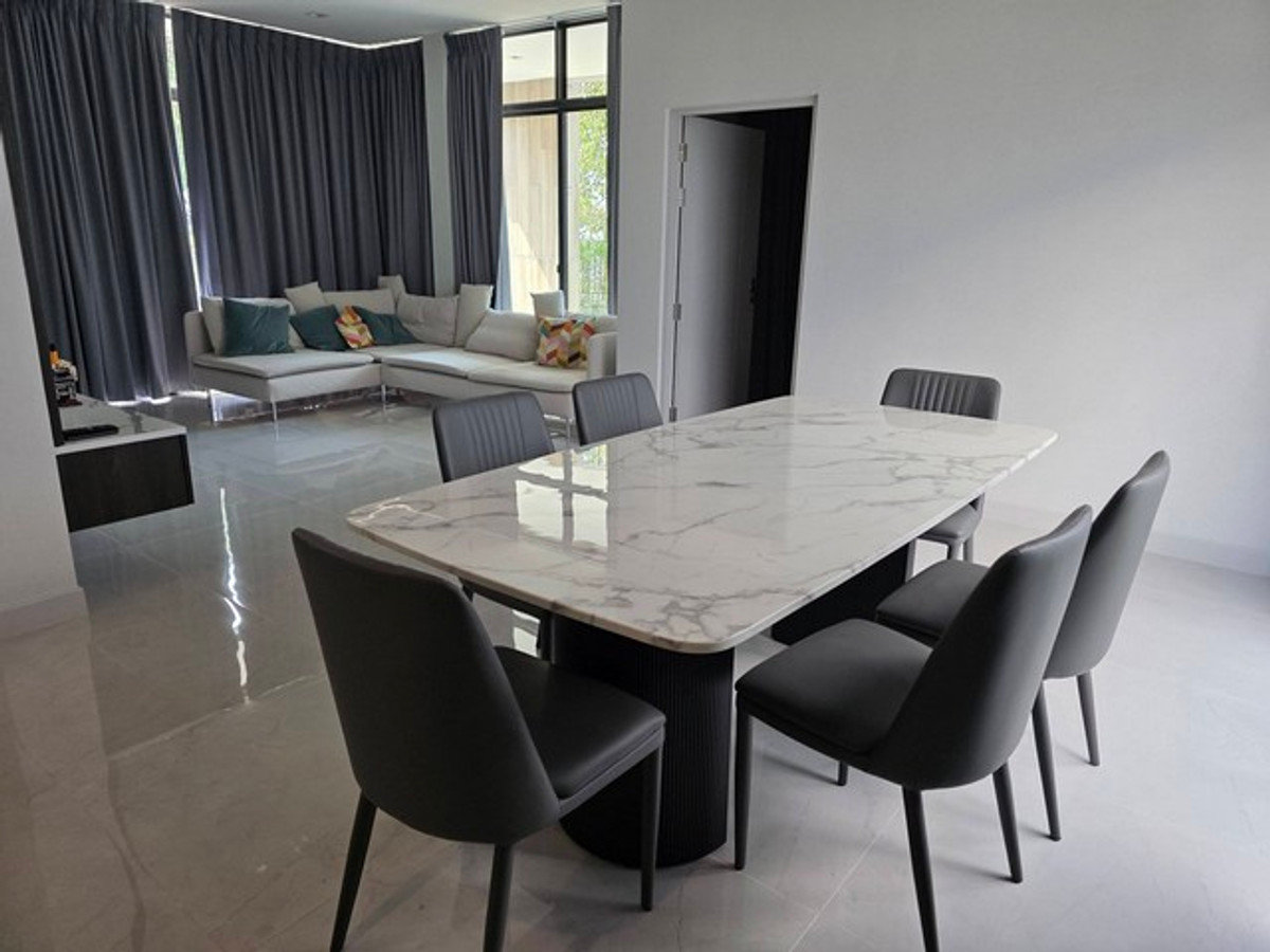 For RentHouseBangna, Bearing, Lasalle : HR3230 Luxury detached house for rent, Bangkok Boulevard Bangna KM.5, new house, 1 year | Corner plot | Fully furnished, ready to move in | Near ICS International School, only 500 m.