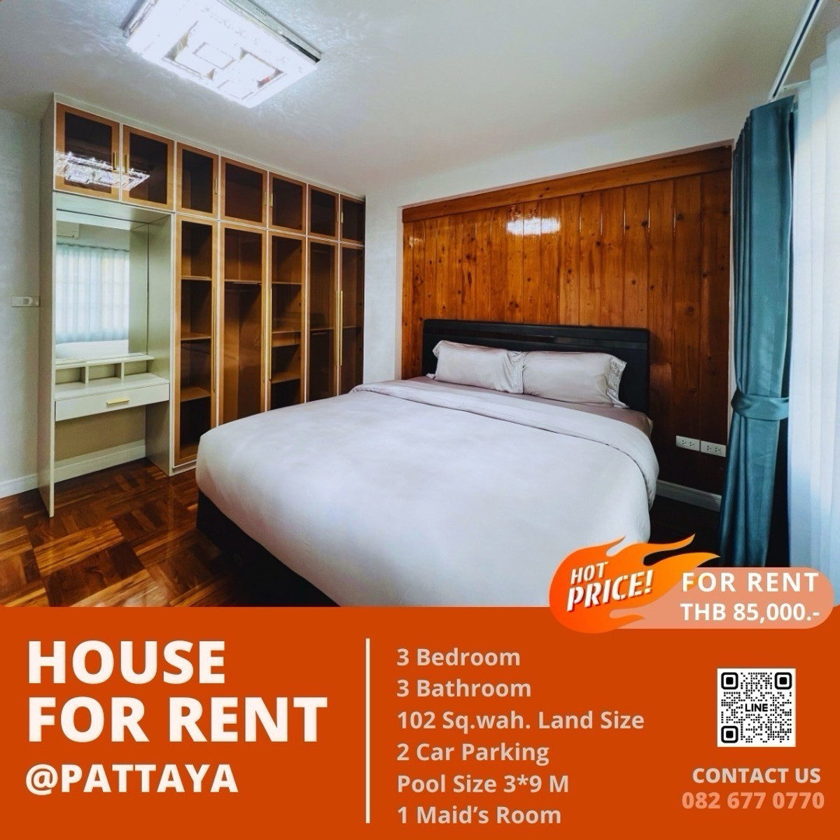 ให้เช่าบ้านพัทยา บางแสน ชลบุรี สัตหีบ : [FOR RENT] Luxury Single House with Private Pool – Spacious 102 Sq.wah