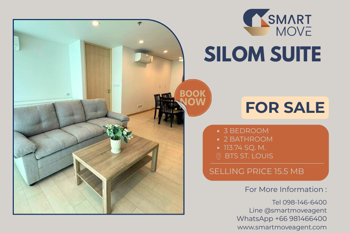 ขายคอนโดสีลม ศาลาแดง บางรัก : 🔥 ขายพร้อมผู้เช่า !! ชั้นสูง 17++, ทำเลทอง !!🔥 Code C20240100729..........Silom Suite, 3 ห้องนอน, 2 ห้องน้ำ, แต่งครบ, ราคาพิเศษ!!📣📣