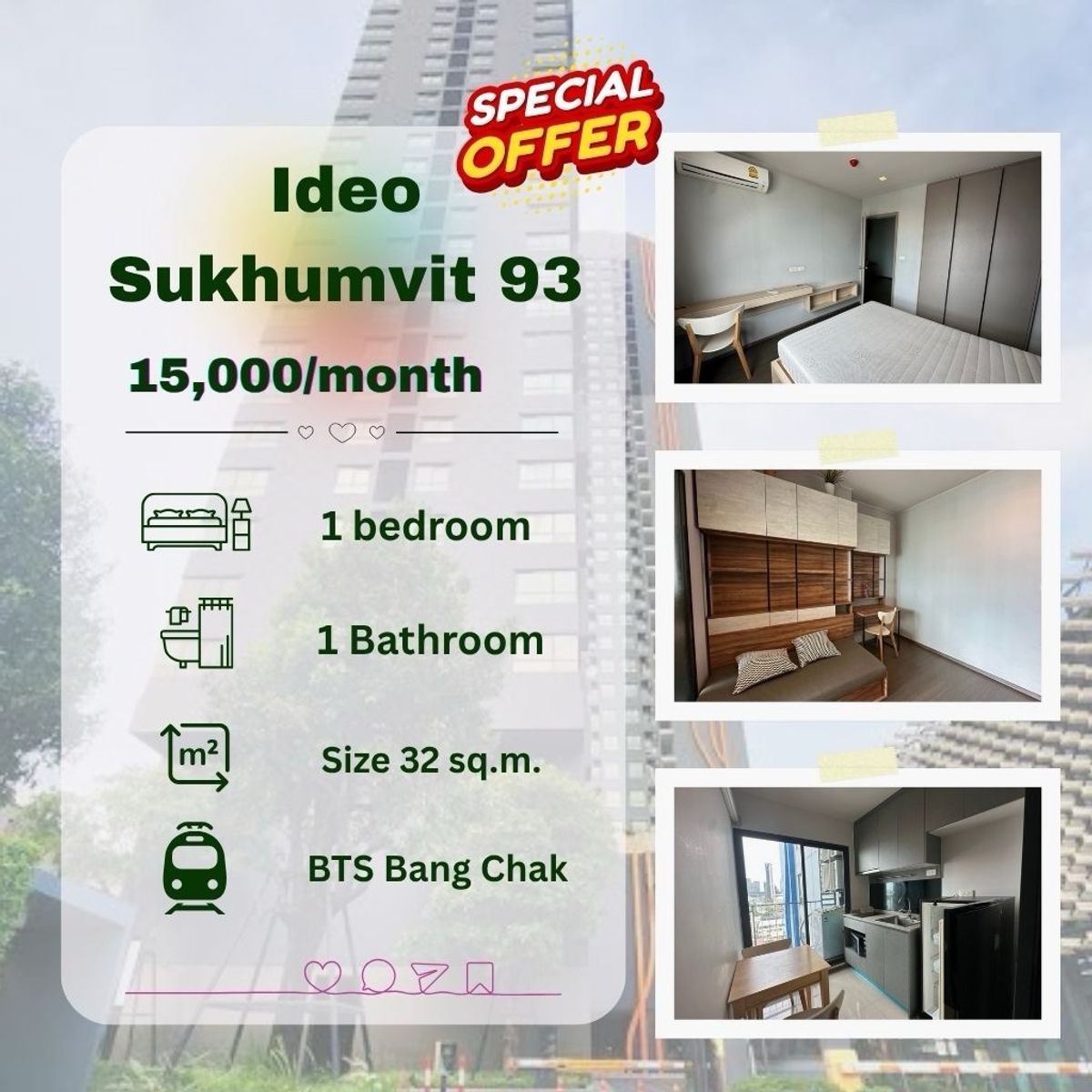 For RentCondoOnnut, Udomsuk : 🔥 Rent IDEO 93, a complete furniture ready 🔥