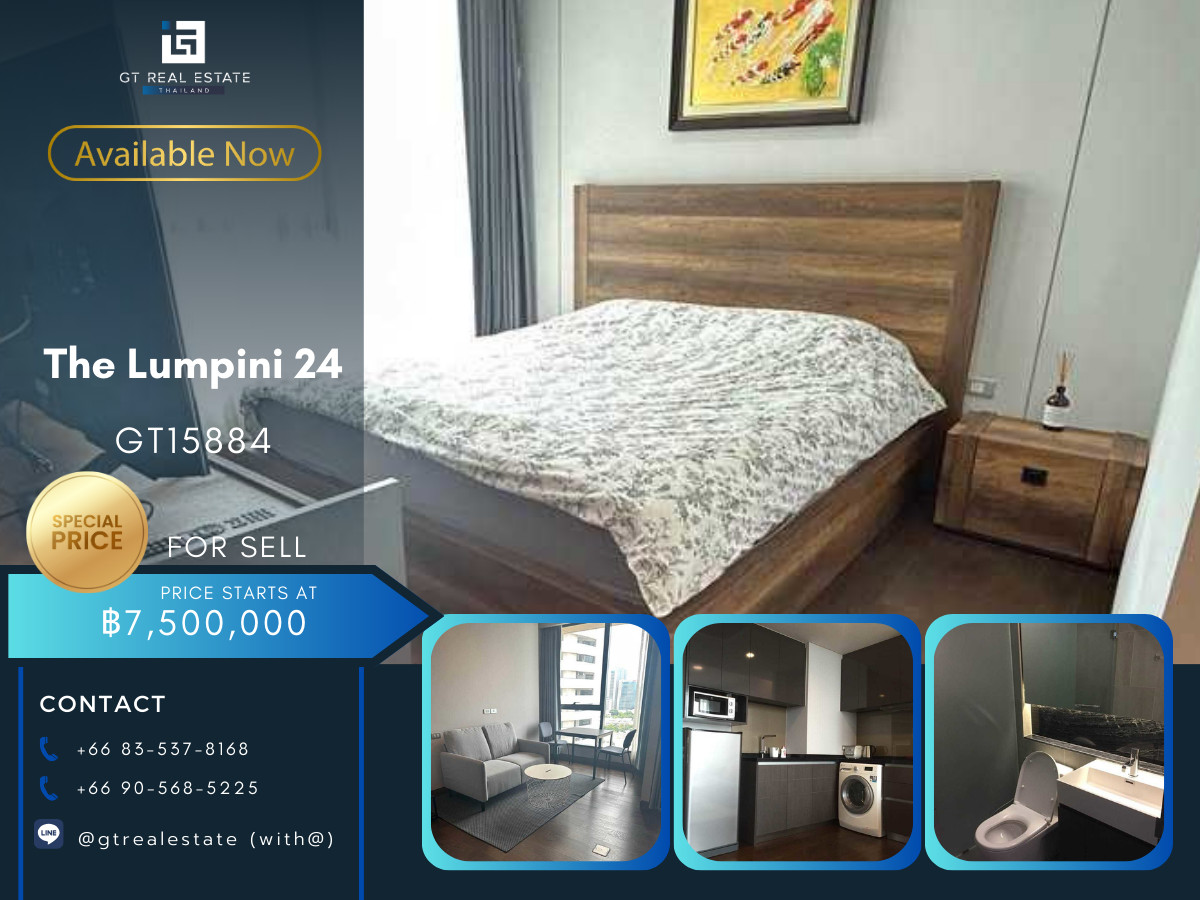 For SaleCondoSukhumvit, Asoke, Thonglor : ✨ GT15884 | Condo The Lumpini 24, convenient travel, near BTS, shuttle available, fully furnished, ready to move in!