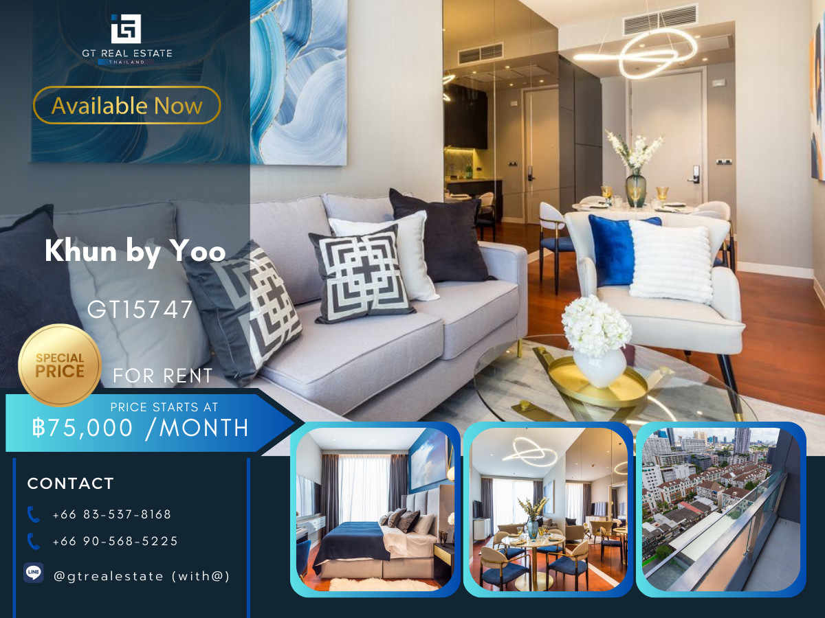 For RentCondoSukhumvit, Asoke, Thonglor : ✨ GT15747 | Luxury condo at Khun by Yoo, convenient travel, close to BTS, shuttle available, beautifully decorated room, fully furnished, ready to move in!!