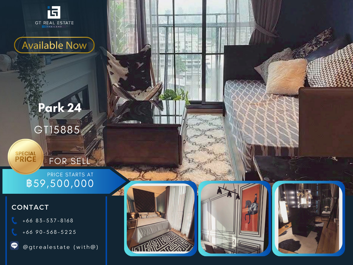 For SaleCondoSukhumvit, Asoke, Thonglor : Condo Park 24, convenient travel, close to BTS, shuttle available, beautiful room, fully furnished, ready for sale!