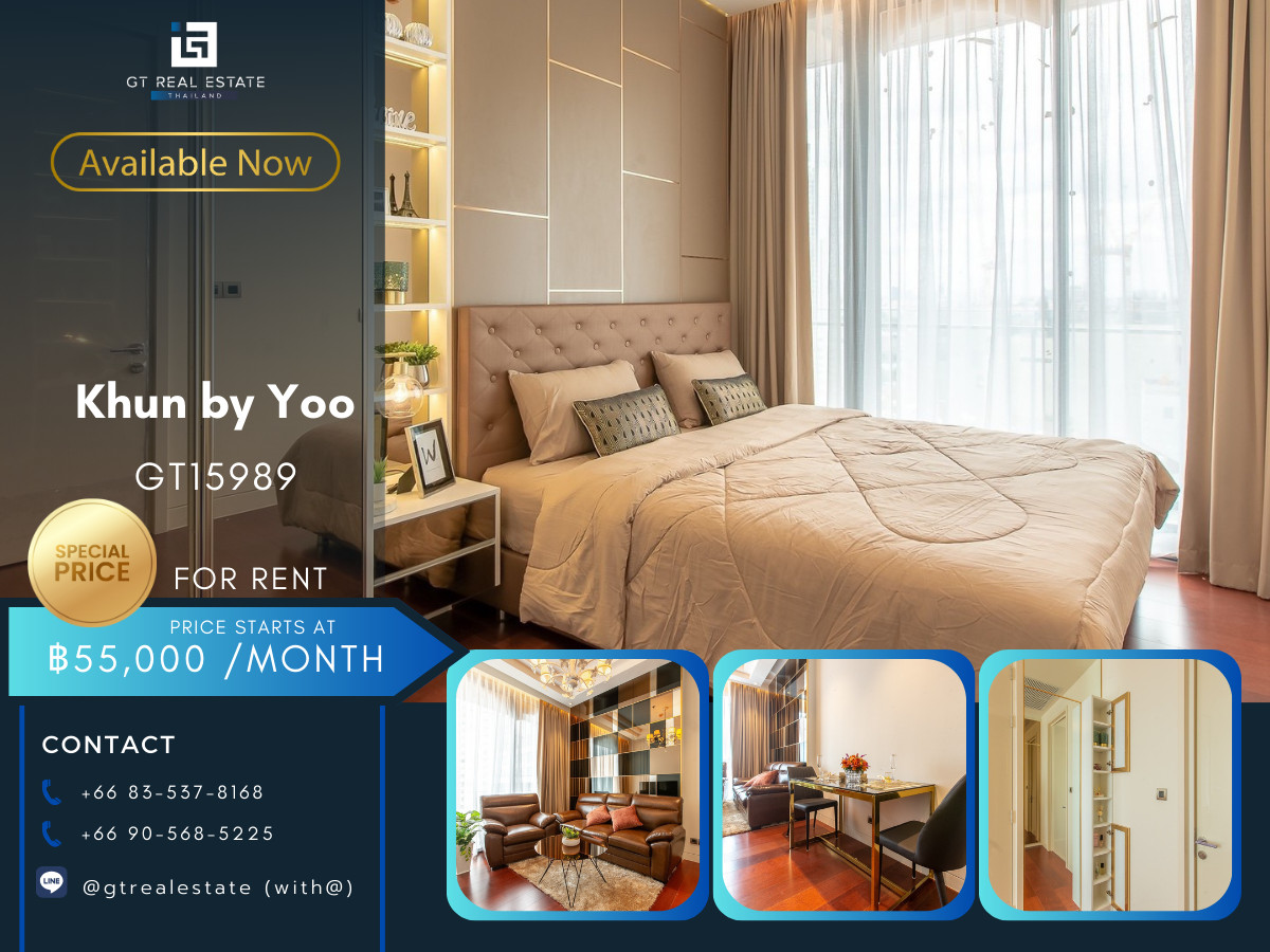 ให้เช่าคอนโดสุขุมวิท อโศก ทองหล่อ : ✨ GT15989 |  คอนโดหรูที่ Khun by Yoo เดินทางสะดวก ใกล้รถไฟฟ้าบีทีเอส มีรถรับส่ง ห้องแต่งสวย เฟอร์นิเจอร์ครบ พร้อมอยู่!
