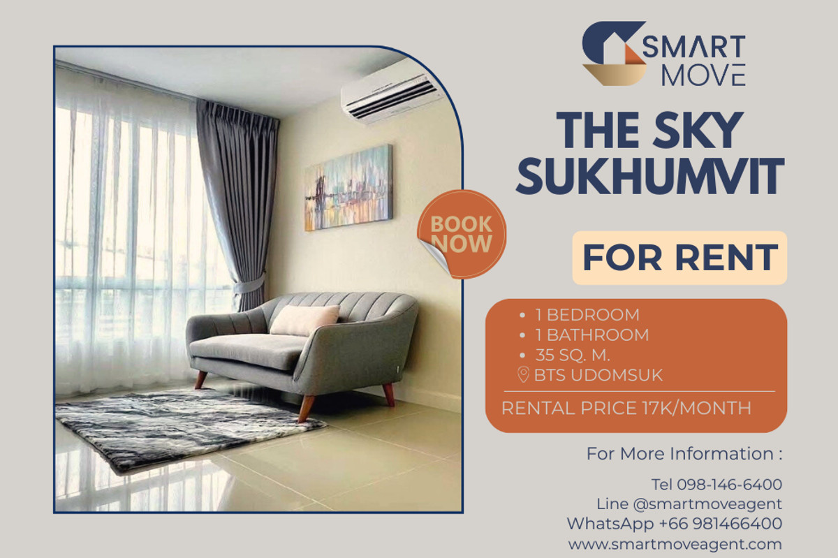 For RentCondoOnnut, Udomsuk : 🔥 For Rent !! great facility !! 🔥 Code C20251100019.........The Sky Sukhumvit, 1 bedroom, 1 bathroom, furnished, ready to move in📣📣